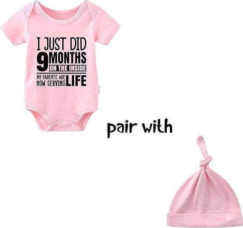 YSCULBUTOL Baby Twins Bodysuits I Just Did 9 Months On The Inside Cute Unisex Romper Infant Twin Outfits With Hat in Saudi Arabia