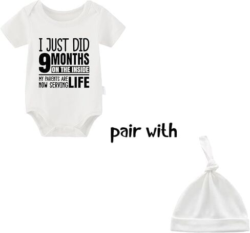 YSCULBUTOL Baby Twins Bodysuits I Just Did 9 Months On The Inside Cute Unisex Romper Infant Twin Outfits With Hat in Saudi Arabia