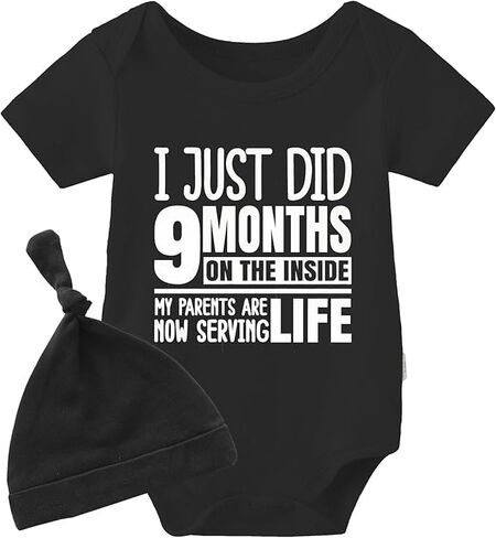 YSCULBUTOL Baby Twins Bodysuits I Just Did 9 Months On The Inside Cute Unisex Romper Infant Twin Outfits With Hat in Saudi Arabia