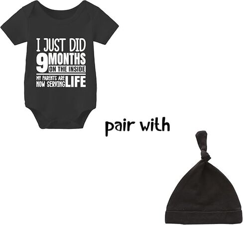 YSCULBUTOL Baby Twins Bodysuits I Just Did 9 Months On The Inside Cute Unisex Romper Infant Twin Outfits With Hat in Saudi Arabia