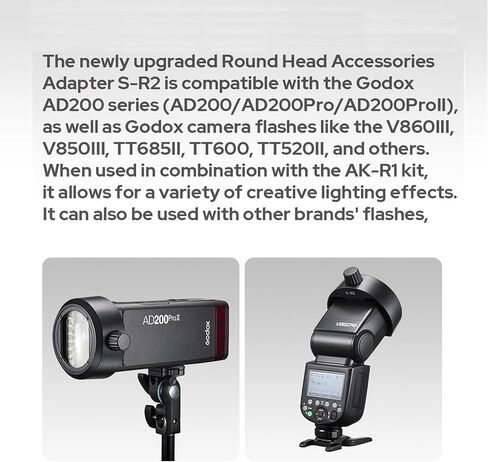 محول إكسسوارات رأس Godox S-R2 مع ملحقات رأس AK-R1 مستديرة لجودوكس AD200PRO II AD200 PRO ، V860III ، TT685II ، TT520II ، متوافق مع Canon مع Nikon مع Sony Camera SPEDLIGHT in Saudi Arabia