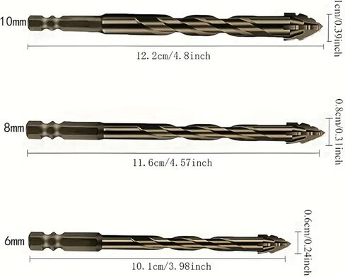 3pcs كربيد كربيد sawtooth الحفر غريب الأطوار ، سداسي سداسي للبلاط السيراميك ، الحديد الزهر ، الزجاج ، الرخام ، الخرسانة ، أداة الحفر الجاف in Kuwait