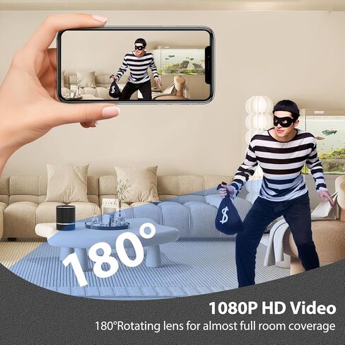 كاميرا مكبر صوت - كاميرا أمان داخلية - كامل HD 1080p WiFi PTZ 180 ° تدوير اليمين/اليسار الكشف عن الحركة المصغرة كاميرا in Kuwait
