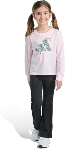 Adidas Baby Girls 2 قطعة طويلة الأكمام Tee & Flare Pant مجموعة ، وردي واضح ، 4T in Saudi Arabia