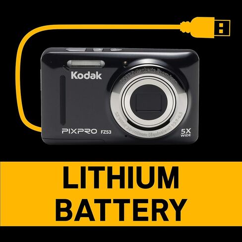 Kodak Pixpro FZ53 Zoom Digital Camera - Point Compact Point and Shrose Photography - 5x Optical Zoom - مثالي للسفر والمبتدئين مع بطاقة ذاكرة SDXC 32 جيجابايت ، وحالة الكاميرا (3 عناصر) in Saudi Arabia