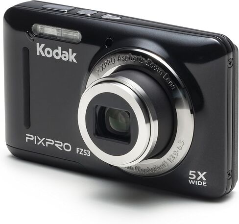 Kodak Pixpro FZ53 Zoom Digital Camera - Point Compact Point and Shrose Photography - 5x Optical Zoom - مثالي للسفر والمبتدئين مع بطاقة ذاكرة SDXC 32 جيجابايت ، وحالة الكاميرا (3 عناصر) in Saudi Arabia