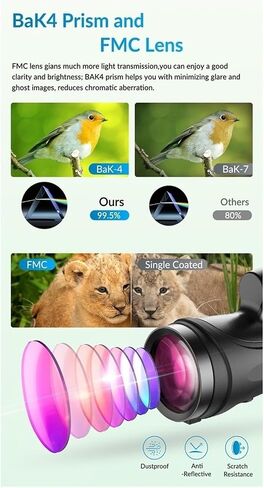 12x56 Ed Telescope أحادي - مناظير قوية ، واضحة مع عدسة تشتت منخفضة ، ومقاومة للماء النيتروجين ، ومناسبة للصيد والمشي لمسافات طويلة ، يضمن صورًا حادة in Saudi Arabia