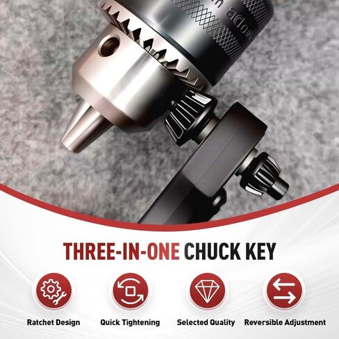 3-in-1 Drill Chuck Ratchet Wrench, Drill Press Chuck Key - Universal Replacement Tool for Electric Drills & Power Tools with Extended Arm for Added Torque (All Size) in Saudi Arabia