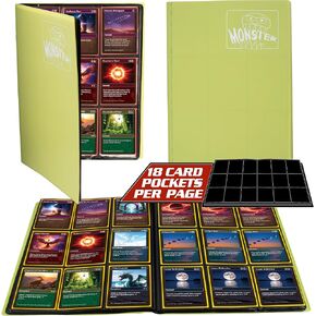 Monster 9 Pocket Trading Card Album- 20 Side Loading, Theft Deterrent, Padded Pages that Hold up to 360 cards - Compatible with Yugioh, MTG Magic The Gathering, Pokémon & Sport Cards - Matte Yellow in Kuwait