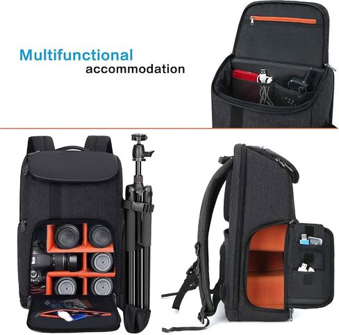MOSISO 64.5 inch Tripod for Camera, 360 Degree Ball Head Camera Tripod with Bag&Phone Mount&Camera Backpack 17.3 inch, Camera Bag with Laptop Compartment&Tripod Holder&Rain Cover, Space Gray&Black in Saudi Arabia