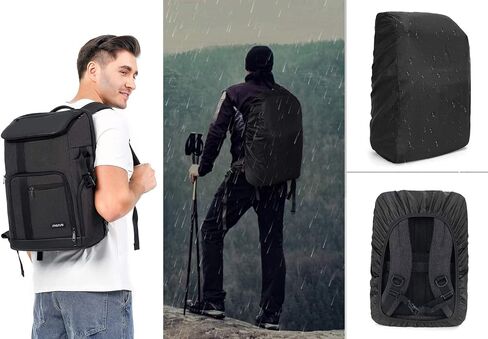 MOSISO 64.5 inch Tripod for Camera, 360 Degree Ball Head Camera Tripod with Bag&Phone Mount&Camera Backpack 17.3 inch, Camera Bag with Laptop Compartment&Tripod Holder&Rain Cover, Space Gray&Black in Saudi Arabia
