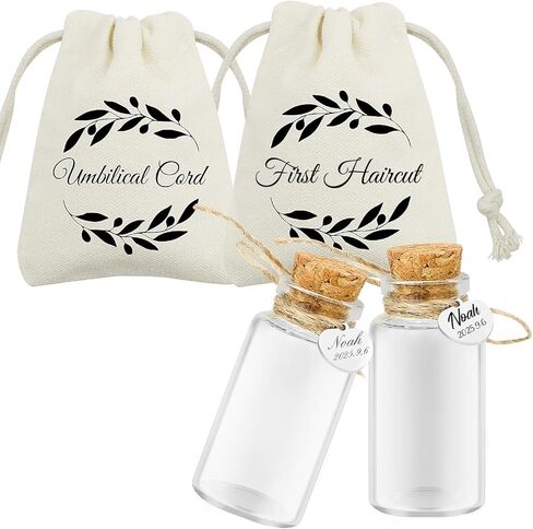 Baby Umbilical Cord and First Haircut Keepsake Glass Bottle Gift Set, Jar for Umbilical Cord and Fetal Hair Storage and Memorial, Gift for Newborn Christening Baby Shower (Love) in Saudi Arabia