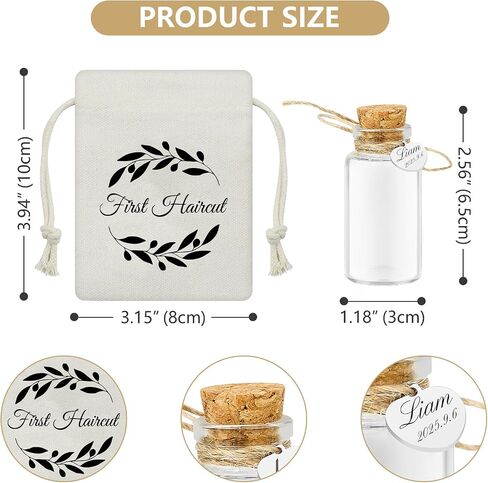 Baby Umbilical Cord and First Haircut Keepsake Glass Bottle Gift Set, Jar for Umbilical Cord and Fetal Hair Storage and Memorial, Gift for Newborn Christening Baby Shower (Love) in Saudi Arabia