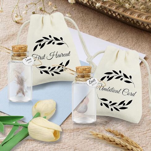 Baby Umbilical Cord and First Haircut Keepsake Glass Bottle Gift Set, Jar for Umbilical Cord and Fetal Hair Storage and Memorial, Gift for Newborn Christening Baby Shower (Love) in Saudi Arabia