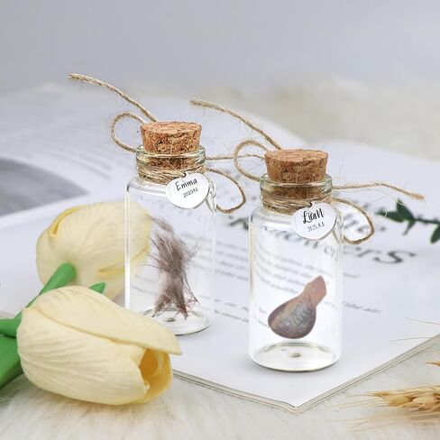 Baby Umbilical Cord and First Haircut Keepsake Glass Bottle Gift Set, Jar for Umbilical Cord and Fetal Hair Storage and Memorial, Gift for Newborn Christening Baby Shower (Love) in Saudi Arabia