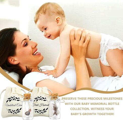 Baby Umbilical Cord and First Haircut Keepsake Glass Bottle Gift Set, Jar for Umbilical Cord and Fetal Hair Storage and Memorial, Gift for Newborn Christening Baby Shower (Love) in Saudi Arabia