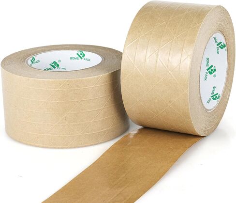 2Pack Reinforced Kraft Paper Tape, Self Adhesive Paper Gummed Packing Tape, for Heavy Duty Packing, Shipping, Moving and Storage, 2Inch55yds, BOMEI PACK in Kuwait