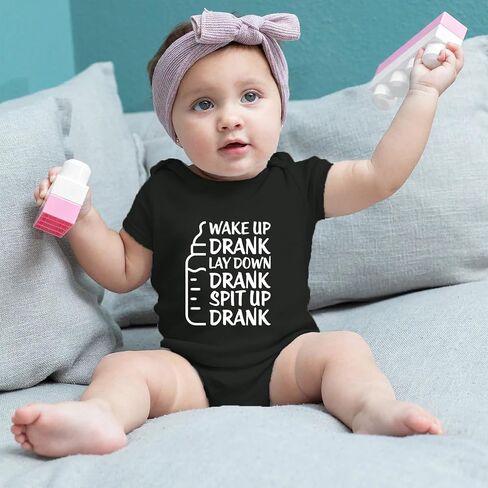 Wake Up Drank Lay Down Drank Spit Up Drank Baby Bodysuit Funny Baby Bodysuit Newborn Unisex Romper in Kuwait