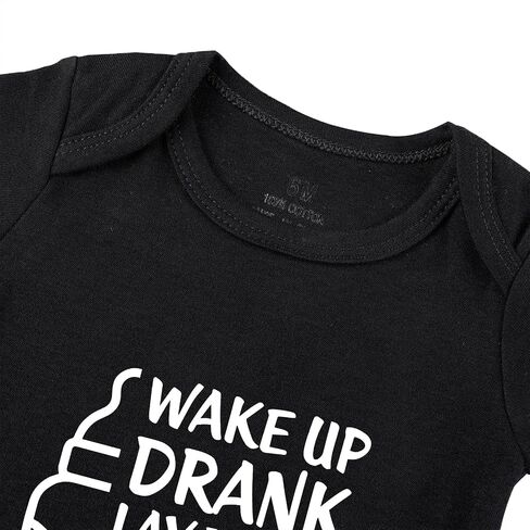 Wake Up Drank Lay Down Drank Spit Up Drank Baby Bodysuit Funny Baby Bodysuit Newborn Unisex Romper in Kuwait