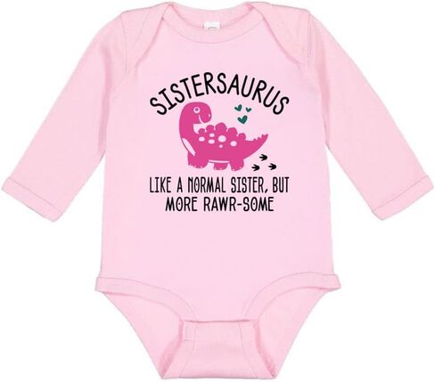Taty Kids Sistersaurus Dinosaur Long Sleeve Baby Bodysuit in Saudi Arabia