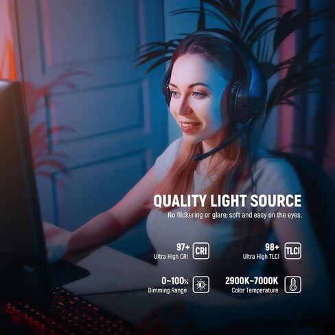 NEEWER 15.5" LED Streaming Key Light, CRI97+ Clamp on Desk Panel Video Lighting, 2.4G PC/Mac iOS/Android APP Control, Compatible with Elgato Stream Deck for Gaming Recording Zoom Call, GL1 PRO Black in Saudi Arabia