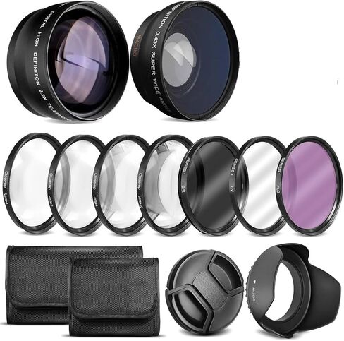 Deluxe Lens Kit for Canon EOS M6 Mark II, EOS M50, EOS M50 Mark II, EOS M200 with 15-45mm Lens, Fuji X100V - Includes: 7pc 49mm Filter Set + 49mm Wide Angle and Telephoto Lens in Kuwait