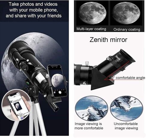High Power 70MM Refractor Telescope for Beginners & Kids, Multi-Layer Coated Optics, 400MM Focal Length, Travel Telescope with Carry Bag & Tripod for Stargazing, Bird Watching, and Nature Exploration in Saudi Arabia