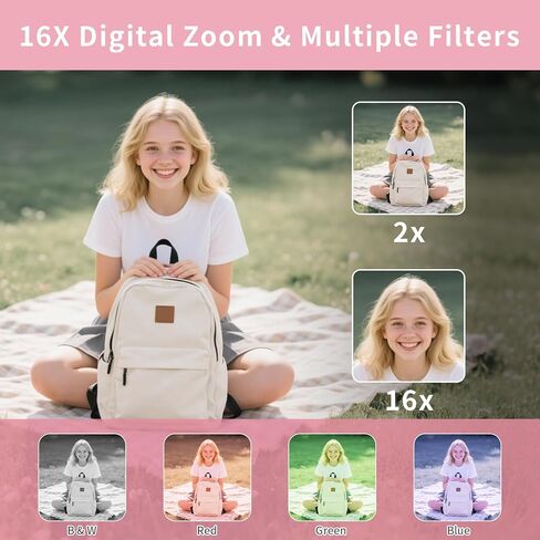 الكاميرا الرقمية ، FHD 1080p Point و Shoot Kids Camera ، مع بطاقة 32 جيجابايت ، بطاريتين ، 2x Zoom Anti Date Stamp ، صغير محمول صغير ، لبداية الأطفال في سن المراهقة فتاة في سن المراهقة in Kuwait