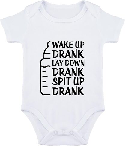 Wake Up Drank Lay Down Drank Spit Up Drank Baby Bodysuit Funny Baby Bodysuit Newborn Unisex Romper in Kuwait