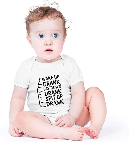 Wake Up Drank Lay Down Drank Spit Up Drank Baby Bodysuit Funny Baby Bodysuit Newborn Unisex Romper in Kuwait