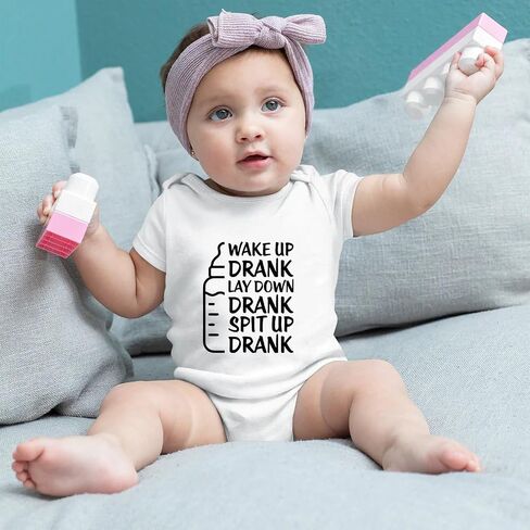 Wake Up Drank Lay Down Drank Spit Up Drank Baby Bodysuit Funny Baby Bodysuit Newborn Unisex Romper in Kuwait