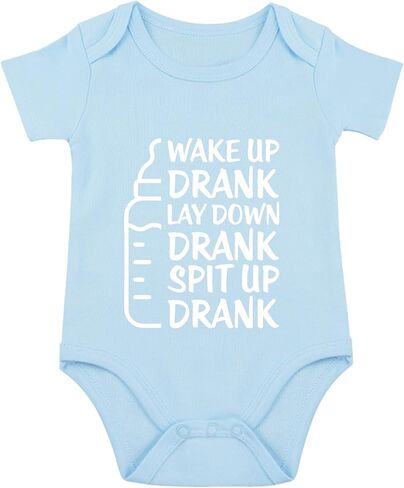 Wake Up Drank Lay Down Drank Spit Up Drank Baby Bodysuit Funny Baby Bodysuit Newborn Unisex Romper in Kuwait