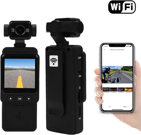 HD Pocket Camcorder ، 1080p mini camera يمكن ارتداؤها مع شاشة 1.54 بوصة 3 محور التثبيت wifi تسجيل لسجلات العمل الرياضية في الهواء الطلق (مع بطاقة ذاكرة 64 جم) in Kuwait