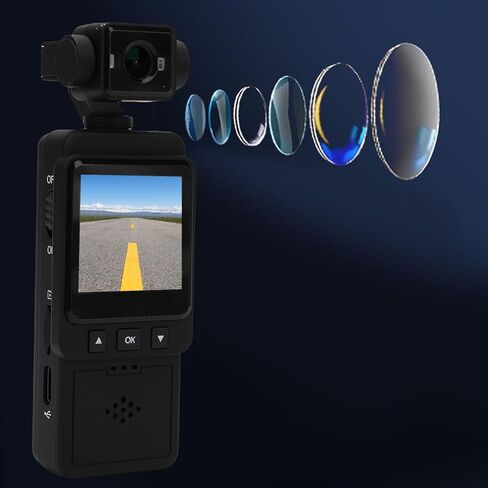 HD Pocket Camcorder ، 1080p mini camera يمكن ارتداؤها مع شاشة 1.54 بوصة 3 محور التثبيت wifi تسجيل لسجلات العمل الرياضية في الهواء الطلق (مع بطاقة ذاكرة 64 جم) in Kuwait