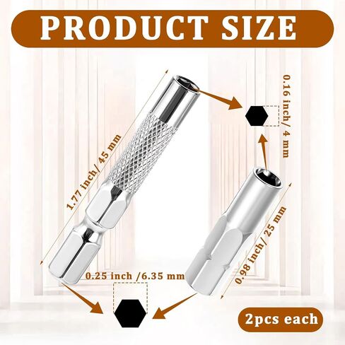 4 Pcs Drill Bit Adapter, 1/4 to 4mm Bit Adapter, Hex to 1/4 Drive Adapter, Magnetic Drill Adapter for Sockets and Precision Bits Set Screwdriver Converter in Saudi Arabia