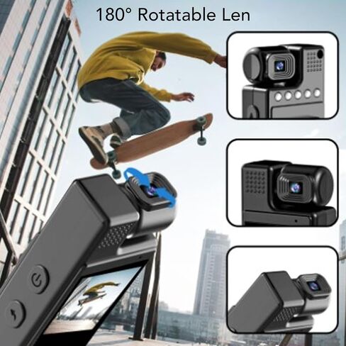 ASHATA 180° Rotatable Lens Night Body Cam with 4 Fill Lights and 1200mAh Battery for Police Outdoor Sports Video Recorder, Supports 4K in Saudi Arabia