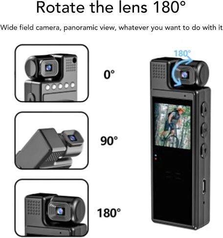 ASHATA 180° Rotatable Lens Night Body Cam with 4 Fill Lights and 1200mAh Battery for Police Outdoor Sports Video Recorder, Supports 4K in Saudi Arabia