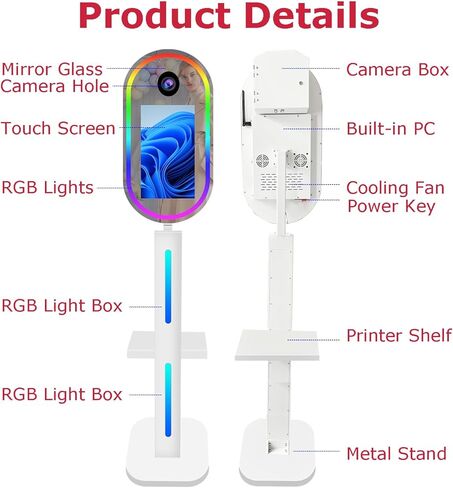 كشك الصور مع الطابعة والكاميرا ، كشك الصور المرآة 15.6 بوصة شاشة اللمس المحمولة آلة sholice machine RGB شرائح الصور لأحداث الحفل in Kuwait