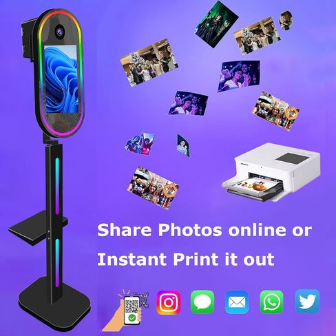 كشك الصور مع الطابعة والكاميرا ، كشك الصور المرآة 15.6 بوصة شاشة اللمس المحمولة آلة sholice machine RGB شرائح الصور لأحداث الحفل in Kuwait