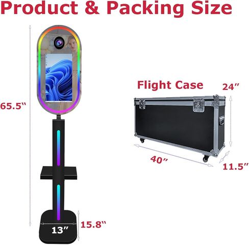 كشك الصور مع الطابعة والكاميرا ، كشك الصور المرآة 15.6 بوصة شاشة اللمس المحمولة آلة sholice machine RGB شرائح الصور لأحداث الحفل in Kuwait