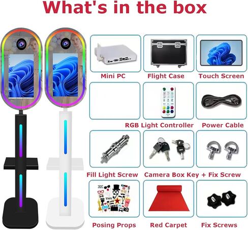 كشك الصور مع الطابعة والكاميرا ، كشك الصور المرآة 15.6 بوصة شاشة اللمس المحمولة آلة sholice machine RGB شرائح الصور لأحداث الحفل in Kuwait