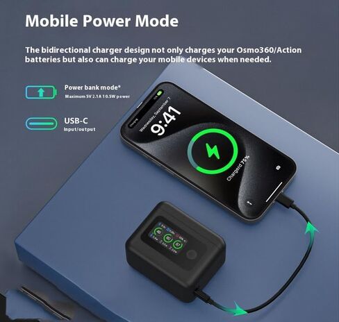 يدعم شاحن البطارية السريع لكاميرا DJI Osmo 360 ، الشحن المتزامن لثلاث بطاريات مع شاشة LED ، شحن PD Fast مع فتحة بطاقة Misro SD in Saudi Arabia