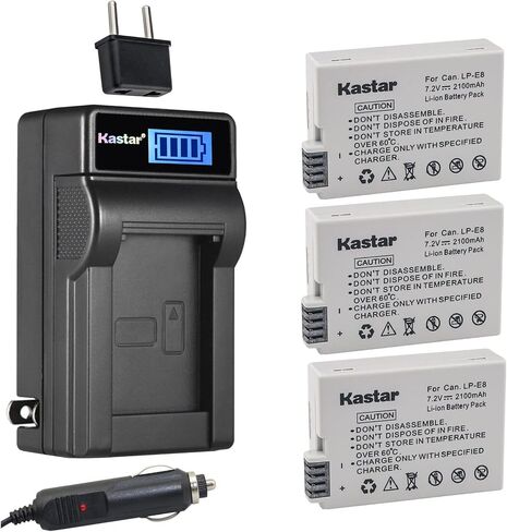 Kastar LP-E8 LCD AC Battery Charger Compatible with Canon EOS Rebel T2i, EOS Rebel T3i, EOS Rebel T4i, EOS Rebel T5i, EOS 550D, EOS 600D, EOS 650D, EOS 700D, EOS Kiss X4 Digital Cameras in Saudi Arabia