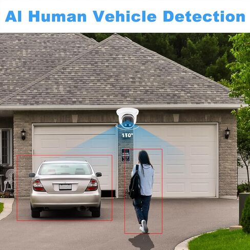 5MP PoE IP Color Night Vision Camera, Smart Dual Light Dome Security IP Camera, Built-in Mic, 98ft Night Vision, 110°Wide Angle, Human Vehicle Detection in Kuwait