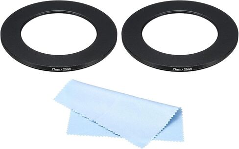 77mm-58mm Metal Step Down Ring with Cleaning Cloth, 2 Pack Camera Lens Filter Adapter Ring Aluminum Filter Adapter Ring for Camera Lenses Hood, Black in Saudi Arabia