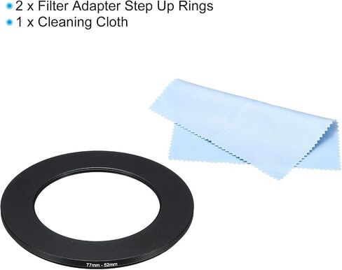 77mm-58mm Metal Step Down Ring with Cleaning Cloth, 2 Pack Camera Lens Filter Adapter Ring Aluminum Filter Adapter Ring for Camera Lenses Hood, Black in Saudi Arabia