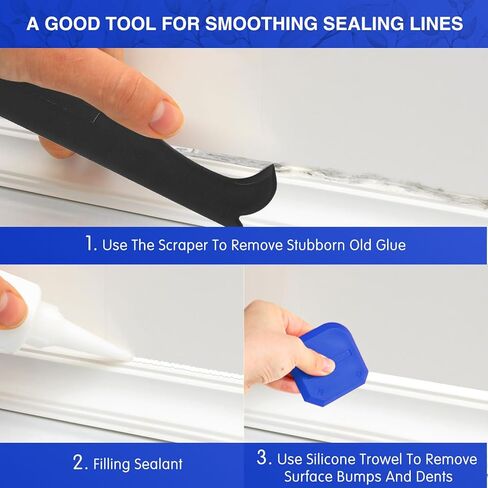 4 Pieces Silicone Caulking Tool Set Sealant Finishing Tool Grout Scraper Caulking Removal Tool for Kitchen Bathroom Floor Sink Joint Sealant Sealing,Reuse and Replace in Kuwait