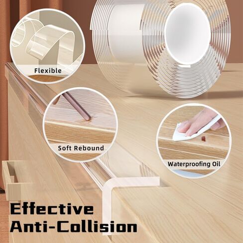 2.6 in x 9.84 FT,Clear Soft Corner Protectors for Furniture Strip,Sharp Edge & Table Bumper,Window Edge,Wall Protector, Soft Corner Guards Safe for Proof,Table Corner Protectors in Family in Saudi Arabia