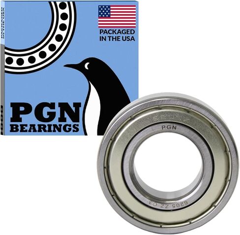 محمل PGN (10 عبوات) 6205-ZZ - محمل كروي مختوم من الصلب الكروم المشحم - محامل 25x52x15 مم مع درع معدني ودعم دورة في الدقيقة العالية in Saudi Arabia