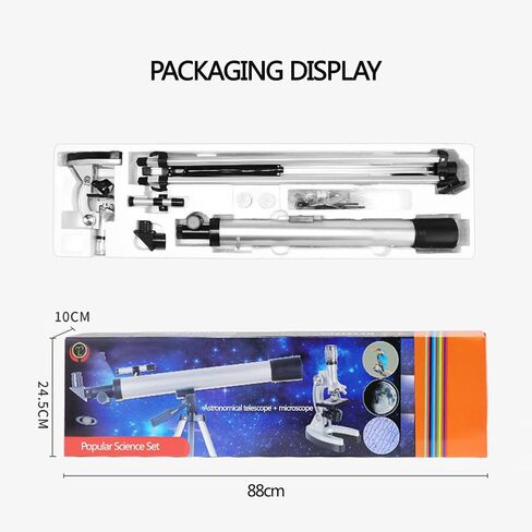 Children Telescope + Microscope Astronomical Telescope Student Education Microscope with 2 Eyepieces+3X Barlow Lens+Tripod Great Astronomy Gift for Beginner Friends Family in Saudi Arabia